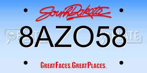 8AZO58 South Dakota License Plate