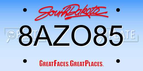 8AZO85 South Dakota License Plate