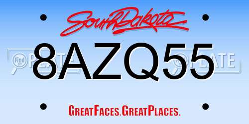 8AZQ55 South Dakota License Plate