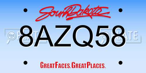 8AZQ58 South Dakota License Plate