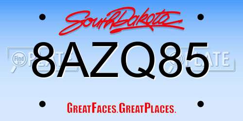 8AZQ85 South Dakota License Plate