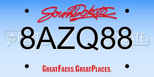 8AZQ88 South Dakota License Plate