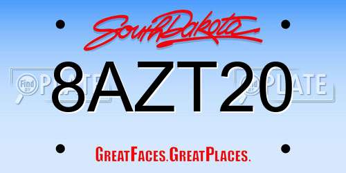 8AZT20 South Dakota License Plate