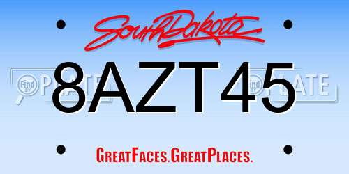 8AZT45 South Dakota License Plate