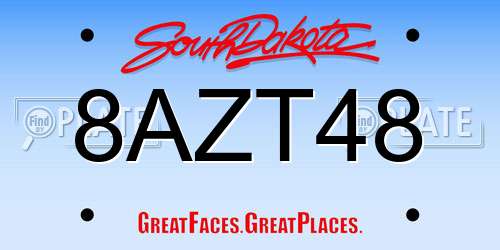 8AZT48 South Dakota License Plate