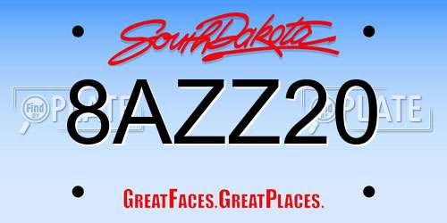 8AZZ20 South Dakota License Plate