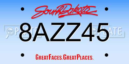 8AZZ45 South Dakota License Plate