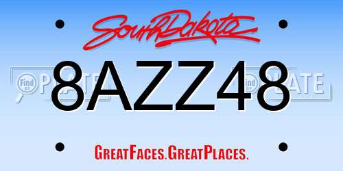 8AZZ48 South Dakota License Plate