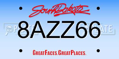 8AZZ66 South Dakota License Plate