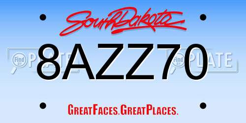8AZZ70 South Dakota License Plate