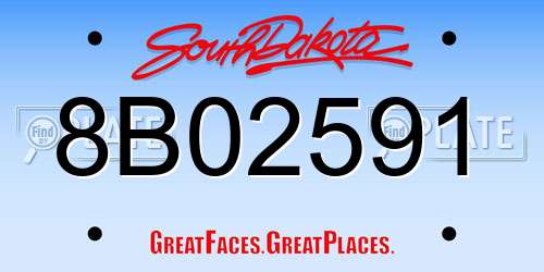8B02591 South Dakota License Plate