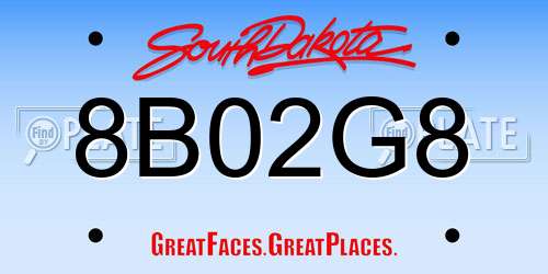 8B02G8 South Dakota License Plate