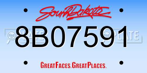 8B07591 South Dakota License Plate