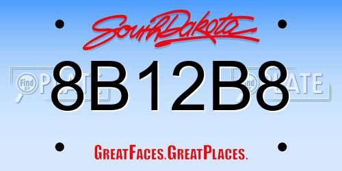 8B12B8 South Dakota License Plate