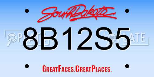 8B12S5 South Dakota License Plate