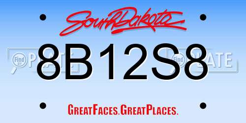 8B12S8 South Dakota License Plate