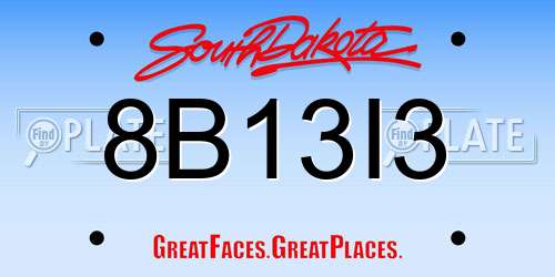 8B13I3 South Dakota License Plate