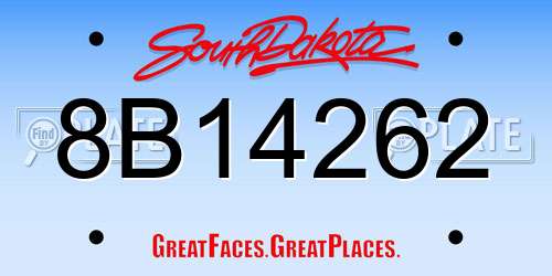 8B14262 South Dakota License Plate