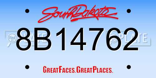 8B14762 South Dakota License Plate