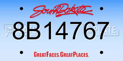 8B14767 South Dakota License Plate