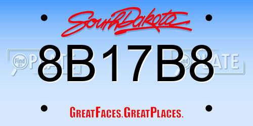 8B17B8 South Dakota License Plate