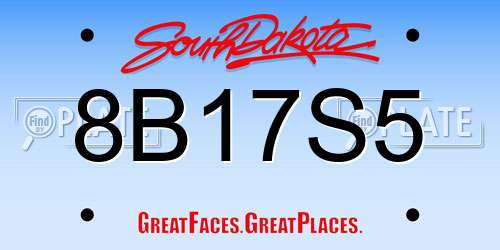 8B17S5 South Dakota License Plate