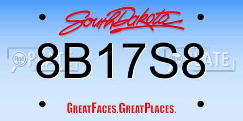 8B17S8 South Dakota License Plate