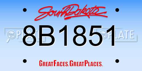8B1851 South Dakota License Plate