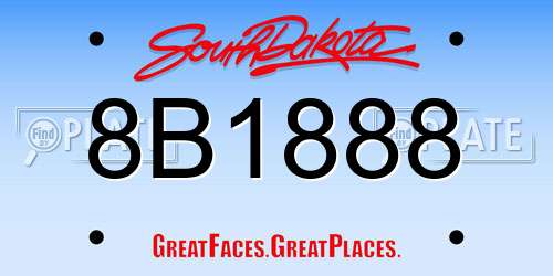 8B1888 South Dakota License Plate