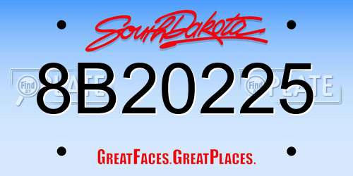 8B20225 South Dakota License Plate