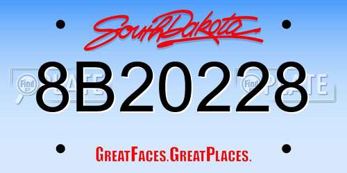 8B20228 South Dakota License Plate