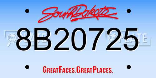 8B20725 South Dakota License Plate