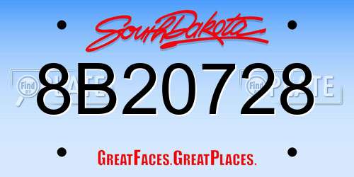8B20728 South Dakota License Plate