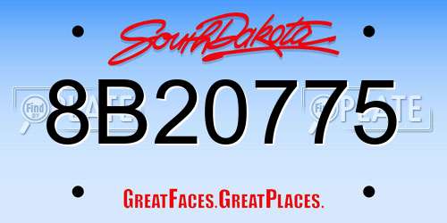 8B20775 South Dakota License Plate