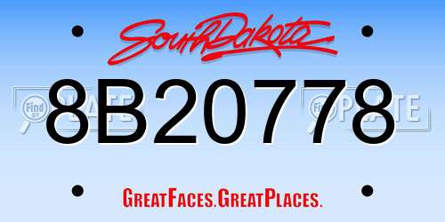 8B20778 South Dakota License Plate