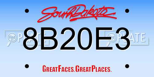 8B20E3 South Dakota License Plate
