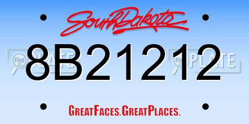 8B21212 South Dakota License Plate