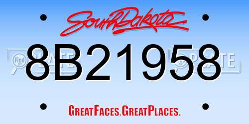 8B21958 South Dakota License Plate