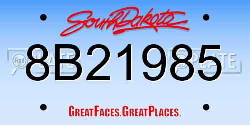 8B21985 South Dakota License Plate