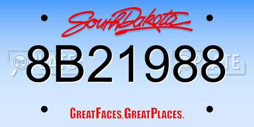 8B21988 South Dakota License Plate