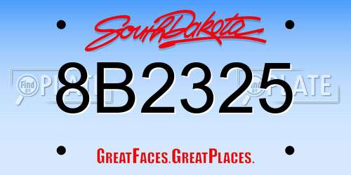 8B2325 South Dakota License Plate