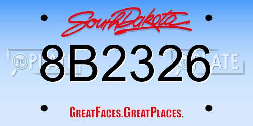 8B2326 South Dakota License Plate