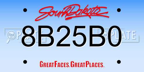 8B25B0 South Dakota License Plate