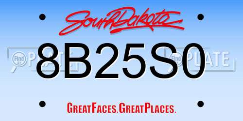 8B25S0 South Dakota License Plate