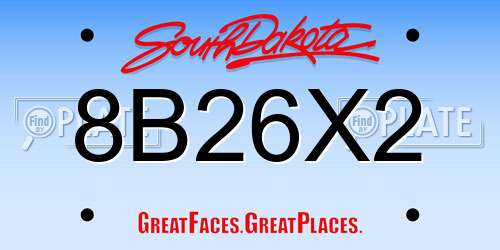 8B26X2 South Dakota License Plate
