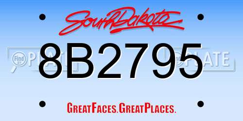 8B2795 South Dakota License Plate