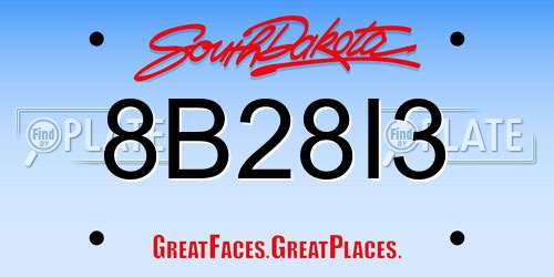 8B28I3 South Dakota License Plate