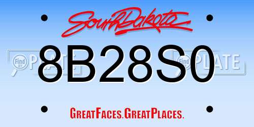 8B28S0 South Dakota License Plate