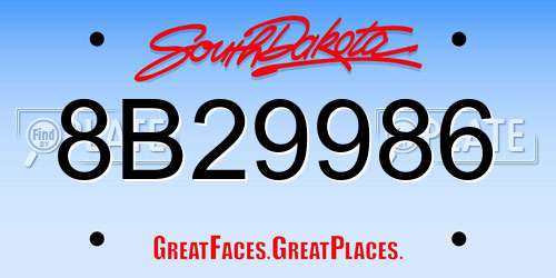 8B29986 South Dakota License Plate