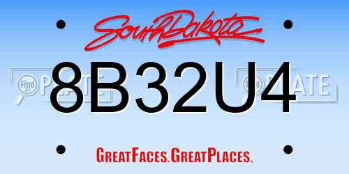 8B32U4 South Dakota License Plate
